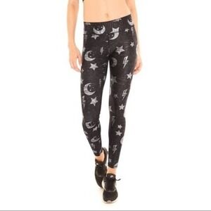 TEREZ Gray To the Moon and Back Athletic Star Leggings Full Length Size L NWOT